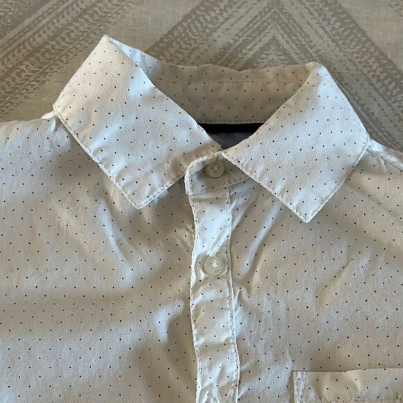 Mayoral Boys White Button-Up Slim Fit Polka Brown Dot Shirt - Size 7 - Picture 4 of 7